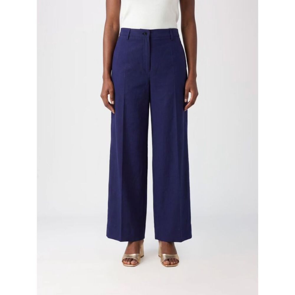 High-Waisted Wide Leg Cotton Trousers Alberto Biani With Belt Loops